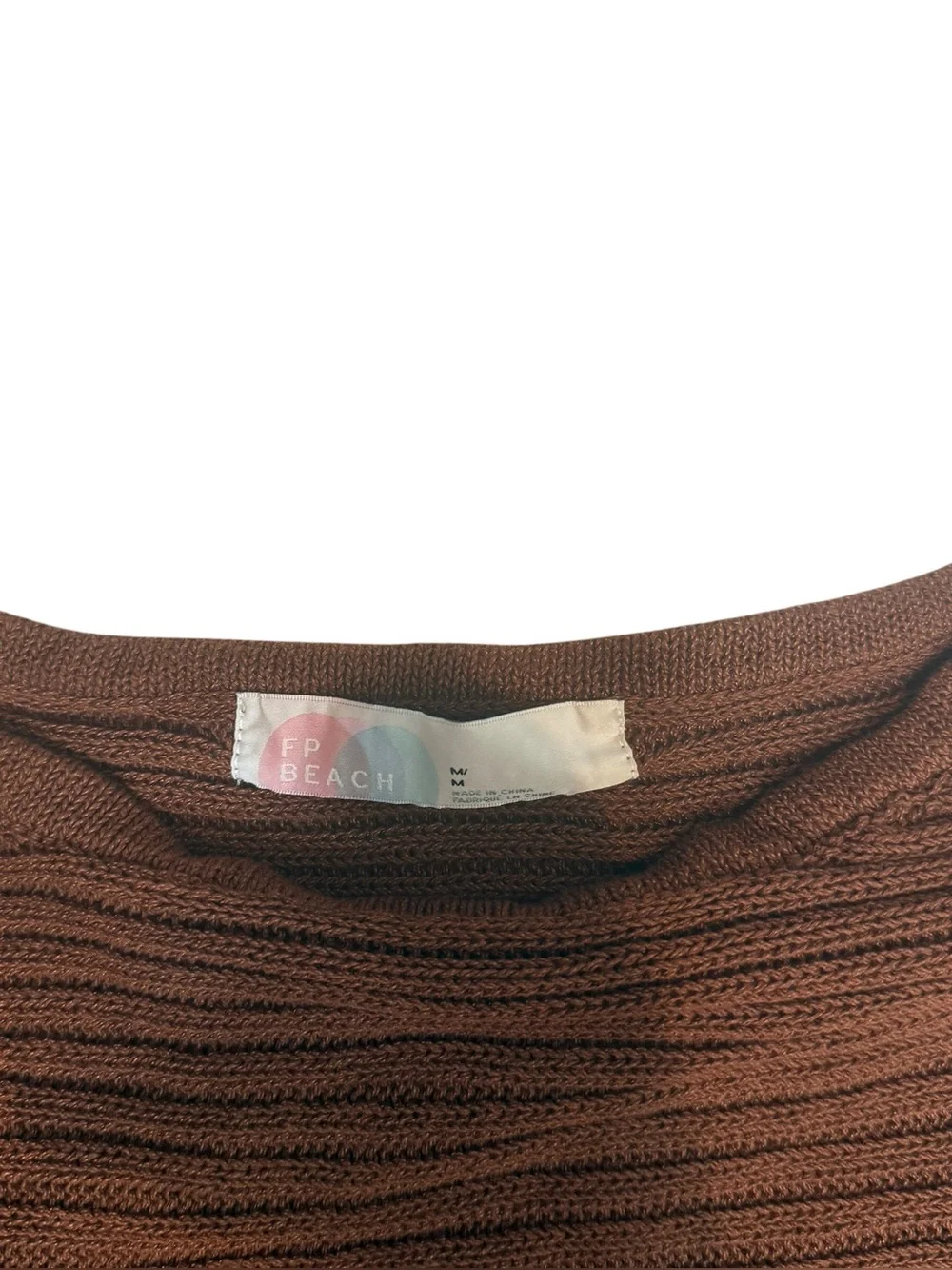 Free People Beach Imogene Sweater Pant Set Medium Cigar Brown Cotton Ribbed Knit - Picture 3 of 12